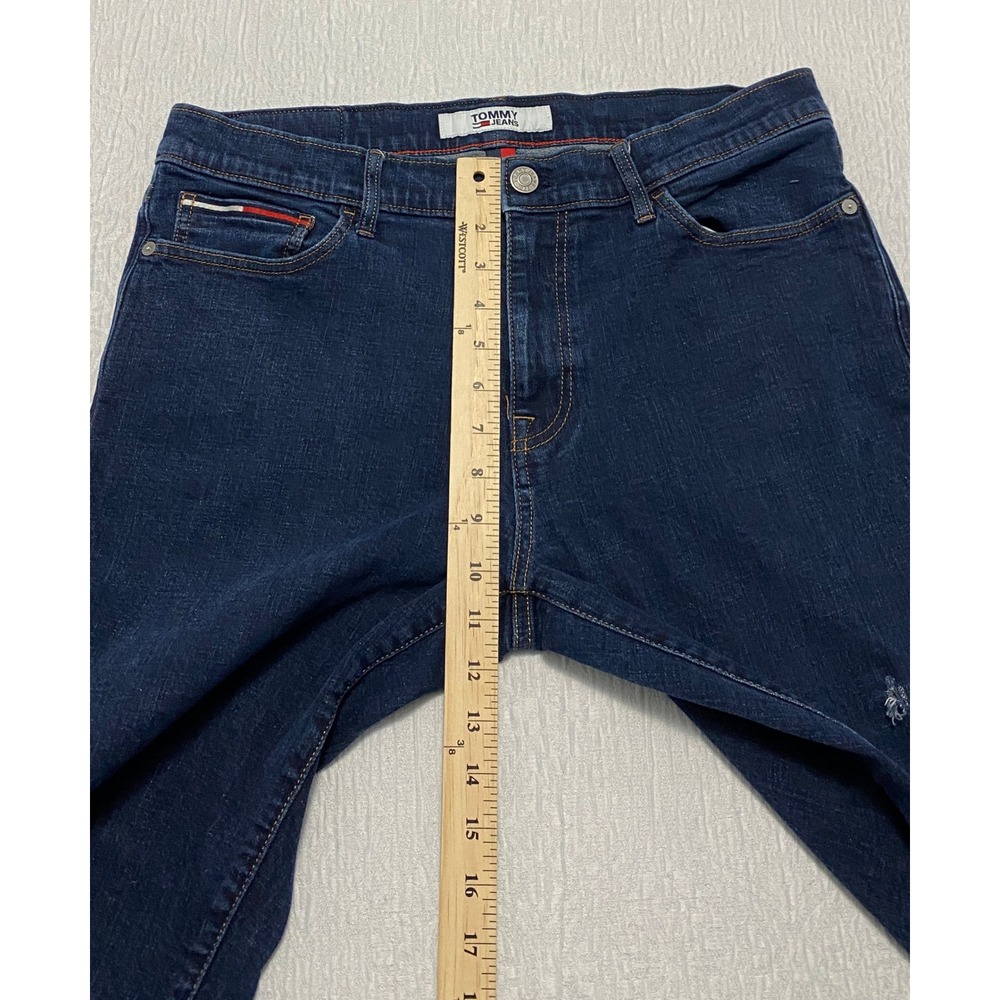 Tommy Jeans Mens‎ Straight Fit Dark Wash Denim Jeans 34x32 Distressed Stretch - Picture 10 of 12